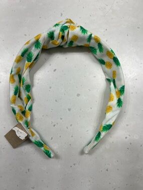 J. Crew White Pineapple Print Knotted Headband